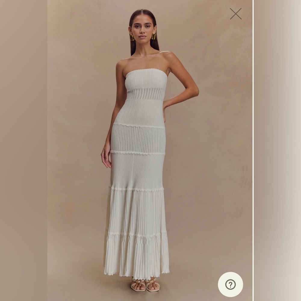 Finley- Pointelle Knit Maxi Dress - Ivory